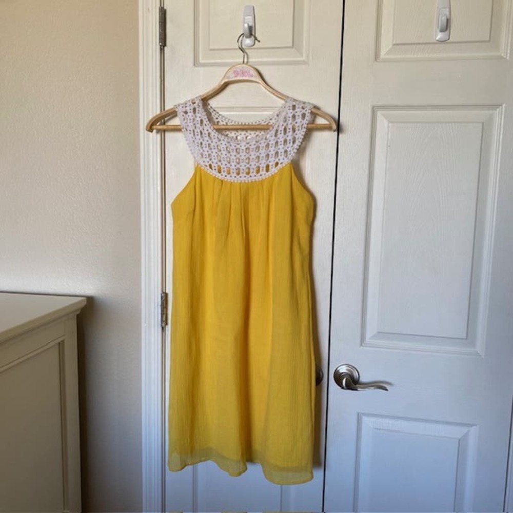 Lilly Pulitzer Dress Pillowcase Summer Yellow/White Lightweight Women's SIze 2